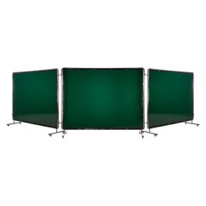 VEVOR Cortina de Soldadura con Marco, 3 Paneles, 1740 x 2340 mm, de Vinilo Ignífugo con 12 Ruedas Giratorias y 6 Niveles de Protección UV para Talleres e Industrias, Verde Oscuro, con 72 Bridas