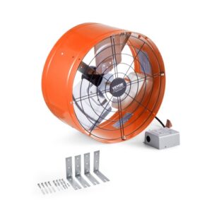 VEVOR Ventilador de Montaje a Dos Aguas, Extractor de Aire para Ático con Termostato Ajustable y Malla Exterior, 1650 CFM, para Techo, Garaje y Tienda, 380 x 200 x 380 mm, Color Naranja Vibrante