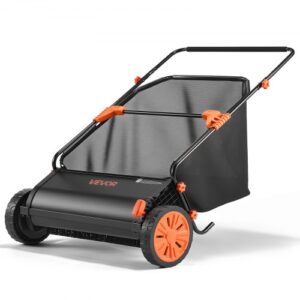 VEVOR Barredora Peinadora Césped Manual, Ancho de Trabajo de 76,2 cm, Cepillo para Césped, Bolsa de Recogida de 340 L, Cepillos Giratorios, 10 Alturas Ajustables, Limpiador para Jardín Patio Parque