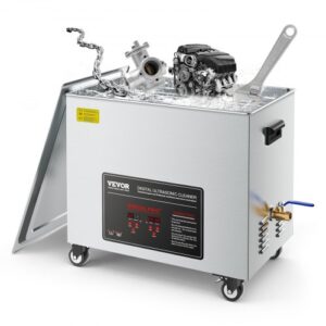 VEVOR Limpiador Ultrasónico Profesional 50 L, con Cesta de Limpieza y Pantalla Digital, 840 W, Acero Inoxidable, 40 kHz, con Ruedas para Piezas, Carburadores e Instrumentos, 595 x 395 x 525 mm