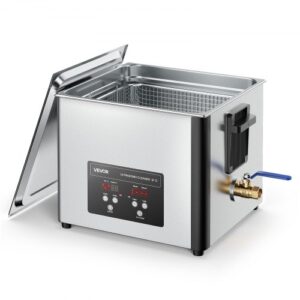 VEVOR Limpiador Ultrasónico 15 L, Máquina de Limpieza Ultrasónica Profesional con Cesta de Limpieza y Pantalla Digital, Acero Inoxidable, 240 W y 40 kHz, para Piezas, Carburadores e Instrumentos