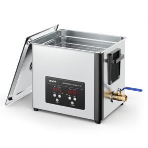 VEVOR Limpiador Ultrasónico 10 L, Máquina de Limpieza Ultrasónica Profesional con Cesta de Limpieza y Pantalla Digital, Acero Inoxidable, 180 W y 40 kHz, para Piezas, Carburadores e Instrumentos