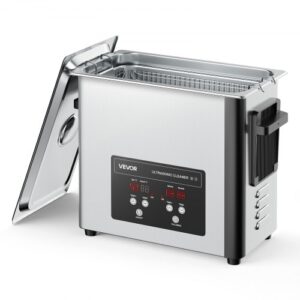 VEVOR Limpiador Ultrasónico 6 L, Máquina de Limpieza Ultrasónica Profesional con Cesta de Limpieza y Pantalla Digital, Acero Inoxidable, 120 W y 40 kHz, para Relojes y Joyas, 380 x 180 x 295 mm