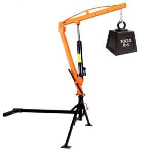 VEVOR Grúa para Camioneta Capacidad de Carga 453,6 kg, con Gato Hidráulico de 8 T, Pluma Telescópica Rotación 360°, Base de Acero, Grúa Pickup Plegable para Elevación de Equipos, Fardos de Pienso