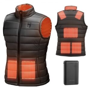 VEVOR Chaleco Calefactable para Hombre, con Batería 16000 mAh y 8 Zonas de Calentamiento, Recargable, de Invierno, con 3 Niveles de Intensidad, para Senderismo, Camping, Pesca y Esquí, Talla XL