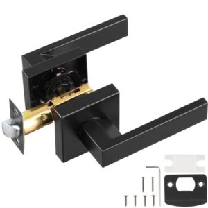 VEVOR Manija de Puerta 1 Pieza Manija de Puerta sin Bloqueo Tirador Interior Reversible Apertura con Rotación de 45° Mango de Aleación de Zinc para Pasillo, Sala, Oficina, Armario, Negro Mate