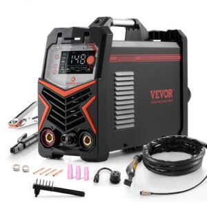 VEVOR Máquina de Soldar TIG 3 en 1 de 205 A, Pantalla LED Grande, Máquina de Soldadura TIG con Inversor IGBT y Arranque de Alta Frecuencia, TIG CC/TIG Pulsado CC/MMA, Varilla, 388 x 160 x 310 mm