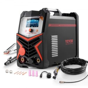 VEVOR Máquina de Soldadura de Aluminio 6 en 1 TIG Eléctrica 225 A, Pantalla LED Grande, Máquina de Soldadura TIG con Inversor IGBT, Ideal para Bricolaje y Uso al Aire Libre, 430 x 210 x 360 mm