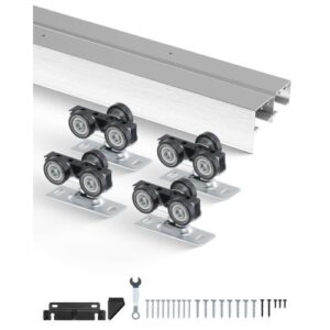 VEVOR Kit de Herrajes para Puertas Corredizas de 1524 mm de Aleación de Aluminio para Puertas Corredizas de Armario con Tiradores, para Sistema de 2 Puertas para Puertas de 35-45 mm de Grosor