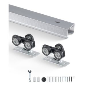 VEVOR Kit de Riel de Herrajes para Puertas Corredizas de Bolsillo, Kit de Herrajes para Puertas Corredizas de Bolsillo de Alta Resistencia de 1746 mm para Puertas Simples de 610–914 mm de Ancho