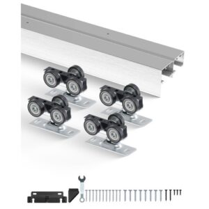 VEVOR Kit de Herrajes para Puertas Corredizas de 1828 mm de Aleación de Aluminio para Puertas Corredizas de Armario con Tiradores, para Sistema de 2 Puertas para Puertas de 35-45 mm de Grosor