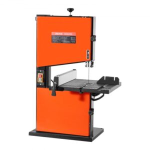 VEVOR Sierra de Cinta para Madera con Motor de 373 W, Altura de Corte de 90 mm, Ancho de Corte de 229 mm, Mesa de Aluminio Fundido de 300 x 300 mm, con Luz de Trabajo de 360°, para Carpintería