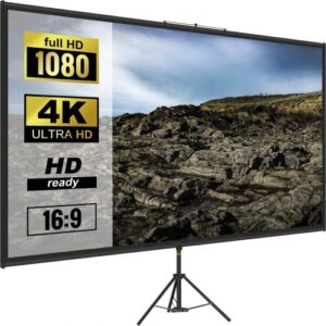 VEVOR Pantalla para Proyector 254 cm Pantalla de Proyector 16:9 4K HD Pantalla de Proyector con Trípode Altura Ajustable 200 - 250 cm Pantalla Proyector Portátil 227 x 127 cm para Cine en Casa