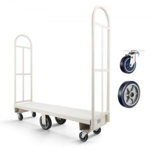 VEVOR Carro Plataforma Plegable 1525 x 410 mm, Carretilla de Transporte Carga de 907,18 kg, Carrito Portaequipajes con Plataforma con Seis Ruedas y Dos Asas, para Tareas Domésticas, Almacén, Mudanza