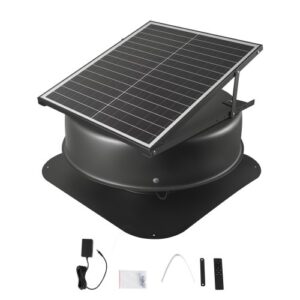 VEVOR Ventilador de Techo para Ático Solar Inteligente de 42 W con Termostato, Control Remoto, Flujo de Aire de 2800 CFM, Motor de CC sin Escobillas Incorporado para Refrigeración, ?565 x 255 mm
