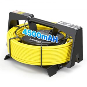 VEVOR Cámara de Inspección de Tuberías 1080P con Cable Semirrígido 30 m, WiFi Inalámbrica, Cámara de Inspección Endoscópica, 12 Luces LED de 3 Niveles, Batería 4500 mAh para Fontanería Alcantarillado