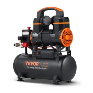 VEVOR Compresor de Aire Silencioso de 8 L Compresor de Aire sin Aceite 900 W Presión Máxima de 3,5 Mpa Motor sin Aceite 70 dB para Reparación de Automóviles Inflado de Neumáticos Pintura a Pistola
