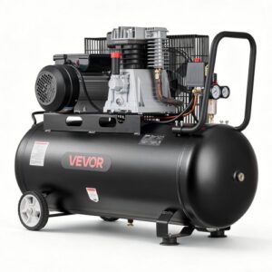 VEVOR Compresor de Aire Portátil con Depósito 100 L, Bomba por Correa, Motor de 3 kW, 226 L/min a 6,2 bar, Presión Máxima 10 bar, con Ruedas para Reparación, Inflado, Taller y Herramientas Neumáticas