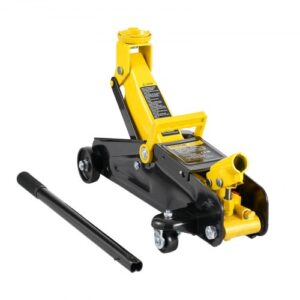 Gato hidráulico de piso de perfil bajo VEVOR de 2 toneladas (4400 lb), de hierro resistente, para carreras, para automóvil, con bomba de elevación rápida de un solo pistón, rango de elevación de 4,9 a 13,2 pulgadas (amarillo)