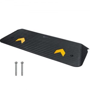 VEVOR Rampa de Goma para Acera Altura de 5 cm con 1 Canal Capacidad de Carga de 15 t Superficie Texturizada Antideslizante para Sillas de Ruedas Coches Scooters Muelles Garaje, 111 x 40,6 x 5 cm