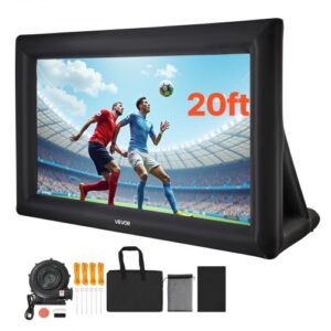 VEVOR Pantalla de Cine Inflable 423 x 240 cm Tela 600D Lavable con Bolsa de Almacenamiento Portátil Fácil de Instalar Pantalla de Proyección para Exteriores, Cine en casa, Fiestas, Marco Negro