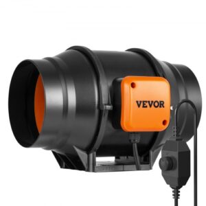 VEVOR Ventilador Silencioso de Conducto en Línea, 306 x 255 x 212 mm 323,7 CFM con Controlador de Velocidad Variable, con Motor de CA para Refuerzo de Refrigeración, Tiendas de Cultivo, Hidroponía