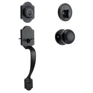 VEVOR Manija de Puerta de Entrada con Cerrojo Cerradura de Puerta Roseta con Perilla Interior Reversible Derecha-izquierda Espacio entre Orificios Ajustable para Dormitorio, Baño, Sala de Estar, Negro