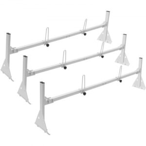 VEVOR Portaequipajes de Techo para Furgoneta Ajustable 143-156 cm Portaequipajes de Acero de Aleación 3 Barras con Topes de Escalera Capacidad de 340 kg para Furgonetas de Tamaño Completo para Viajes