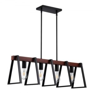 VEVOR Luces colgantes de isla de cocina de 4 luces, 60 W, lámpara de comedor ajustable con varillas de 2 x 6 '' y 6 x 12 '', marco de metal industrial, lámparas lineales de granja, iluminación para comedor, E27