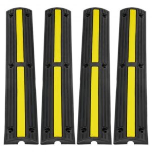 VEVOR Rampa de Protección de Cable Canaleta Para Cable 4 Piezas 1 Vía Canaleta Pasacables de Suelo Canal de 3x2 cm Protector de Cables de Goma 100 x 15 x 3,1 cm