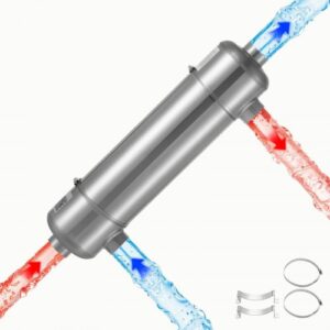 VEVOR Intercambiador de Calor para Piscina, Intercambiador de Calor de Acero Inoxidable con 30 Tubos Capilares, Soportes, 210000 BTU/h, Calentador de Piscina para Spa, Jacuzzi, Interiores y Exteriores