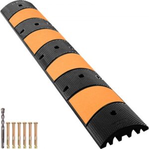 VEVOR Pasacables de Suelo 2 Canales Rampa de Protección de Cable de Caucho 185x31x5,5 cm
