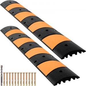 VEVOR Rampa Protectora de Cables 2 Vías 2 Piezas Pasacables de Suelo 185x31x5,5 cm Soporta hasta 9980 kg Protector de Cables de Caucho Negro y Amarillo para Superficies de Asfalto, Hormigón, Grava