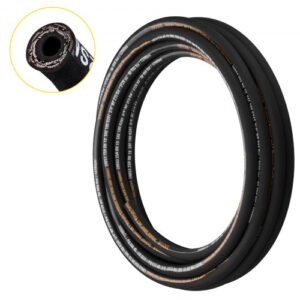 VEVOR Manguera Hidráulica de 15,2 m, Manguera Hidráulica en Espiral 3120 PSI, Manguera Hidráulica de Goma con 2 Trenzas de Alambre de Acero de Alta Resistencia, Manguera Hidráulica -20 ? a 140 ?