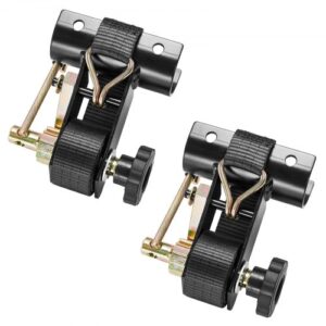 VEVOR Correas de Trinquete para Portaequipajes, 38 mm x 2,25 m, Montaje en Tubo Redondo Negro 47,6-50,8 mm, con Ganchos Dobles en J, Carga 226,8 kg de Alta Resistencia, con Hebilla de Carga, 2 uds