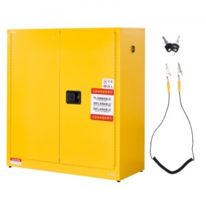 VEVOR Gabinete para Materiales Inflamables, Gabinete Ignífugo 109,2 x 46 x 118 cm de 110 L de Acero Laminado en Frío y Galvanizado con Estante Ajustable para Uso Comercial y Doméstico, Amarillo