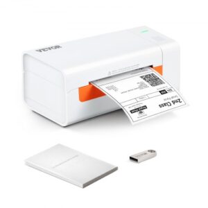 VEVOR Impresora de Etiquetas de Envío Alta Velocidad USB Impresora Térmica de Etiqueta 4x6 203DPI Creador de Etiquetas de Escritorio Compatible con Amazon eBay PayPal Etsy UPS para Windows Mac Blanco