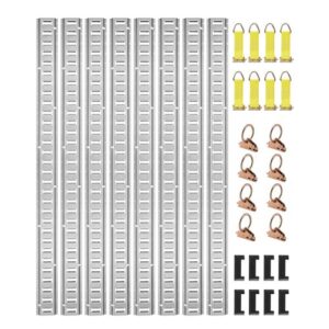 VEVOR Kit de Riel de Amarre Universal E-track de 1,52 m Juego de Rieles Horizontales de Pista E 34 Piezas Rieles de Amarre en E de Acero Versátil Riel E-track Plata para Carga en Camionetas Remolques