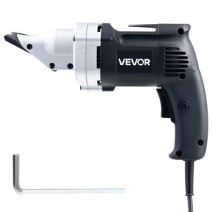 VEVOR Tijeras Eléctricas para Chapa Metálica, con Cable de 4.0 A, Cabezal Giratorio de 360°, Velocidad Variable, Corte Continuo y Limpio para Acero Galvanizado 1,22 mm y Acero Inoxidable 1 mm