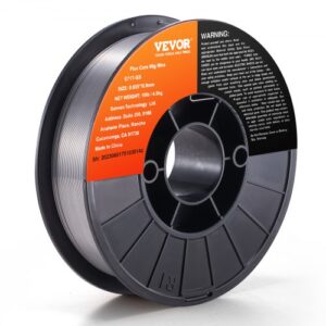 VEVOR Alambre de Soldadura MIG 0,9mm E71T-GS Bobina de Alambre de Soldadura de Núcleo Fundente Acero Blando sin Gas 200mm Resistencia a Tracción 560 MPa Arco Estable de Baja Salpicadura para Soldadura