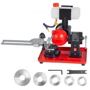 VEVOR Afiladora de Discos de Sierra Circular 370 W 2890 RPM, con Muela de 125 mm, Depósito de Agua y Centradores de Sierra para Hojas de 80 a 700 mm, Ajuste de Ángulo para Taller Bricolaje Carpintería