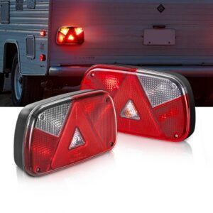VEVOR Luces de Remolque, con Modos de Luz de Freno, Giro, Trasera, Matrícula, Marcha Atrás y Antiniebla, Kit de Iluminación Impermeable para Remolques de Camiones, 235 x 135 x 70 mm, 2 Piezas