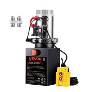 VEVOR Bomba Hidráulica DC 12 V 9,5 L Unidad Hidráulica de Doble Acción Flujo de Aceite 3,44 L/min Presión Máxima de Descarga 22 MPa para Volquete, Plataforma Elevadora, Remolque, Elevación y Descarga