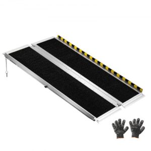 VEVOR Rampa para Silla de Ruedas Plegable Aluminio 1219,2 x 736,6 x 50,8 mm, Rampa de Umbral Antideslizante con Capacidad de 362,9 kg para Puertas, Andadores, Escaleras, Scooters, Entradas, Uso Diario