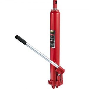 VEVOR Cilindro Hidráulico Largo para Grúa de Taller 3 T Soporte de Motor de Cilindro Hidráulico con Bomba de Pistón Simple y Base de Horquilla Varilla Hidráulica para Motor de Elevación de Cabra, Rojo