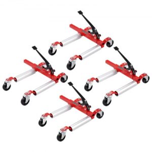 VEVOR Plataforma rodante para ruedas, capacidad máxima de 1500 libras, plataforma rodante para automóvil con ruedas giratorias de 360°, gato de trinquete para posicionamiento de vehículos de alta resistencia, para reparación de vehículos y mudanzas, juego de 4