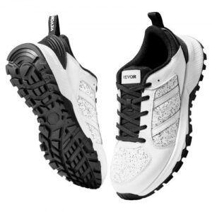 VEVOR Zapatillas de Entrenamiento Cruzado, Talla W, EE. UU. 11, Puntera Ancha con Soporte Arco y Cordones Ajustables, para Correr, Gimnasia, Pasear y Levantar Pesas, Blanco, 324 x 122 x 131 mm