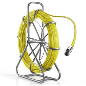 VEVOR Guía Pasacables de 6,3 mm 152 metros, Cable de Fibra de Vidrio con Contenedor, Terminales Intercambiables, Marca de Longitud, Herramientas de Electricista, para Pared Tubo Construcción Eléctrica