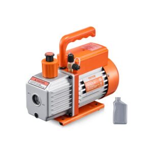 VEVOR Bomba de Vacío 4 CFM de Paletas Rotativas de Una Etapa con Botella de Aceite para Sistemas HVAC, Bomba de Vacío para Mantenimiento de Aire Acondicionado Automotriz, Desgasificación de Resina