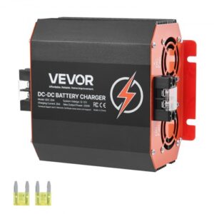 VEVOR 20 A 250 W Cargador Integrado de CC a CC de Batería con Carga Inteligente Multietapa para Baterías de Plomo-Ácido, Litio, AGM, GEL para Autocaravanas, Vehículos Comerciales, Barcos y Yates